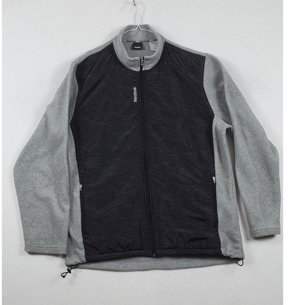 Reebok Athletic Full Zip Fleece Jacket Logo Sporty Men Large PRE-OWNED